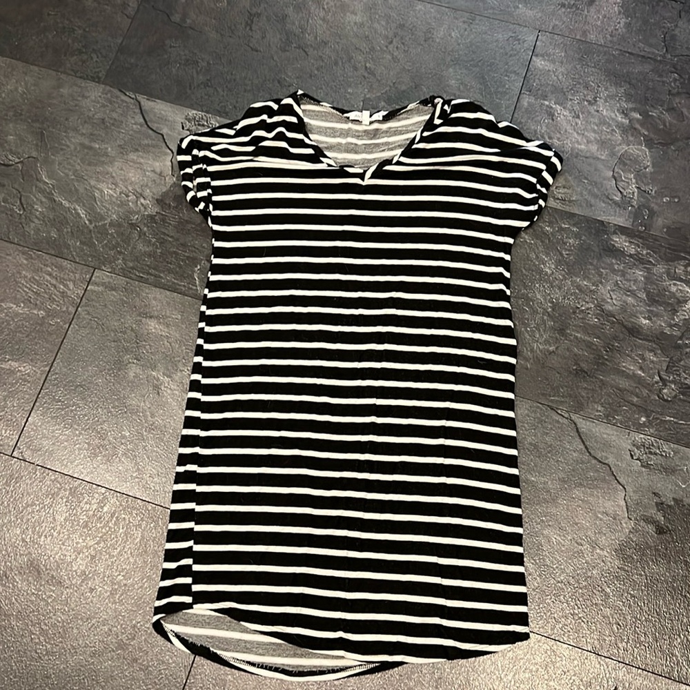 Black and white striped dress